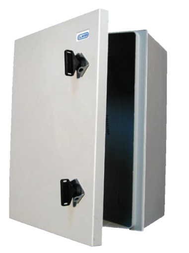 Lockable metal shelter box / control cabinet and assembly